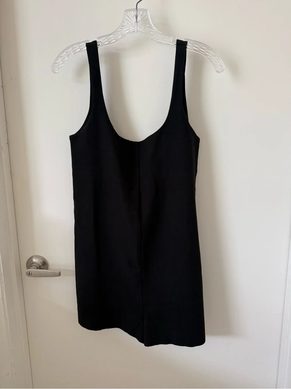 Zara Black Linen Blend Romper Scoop Neck Minimalist Sz XS